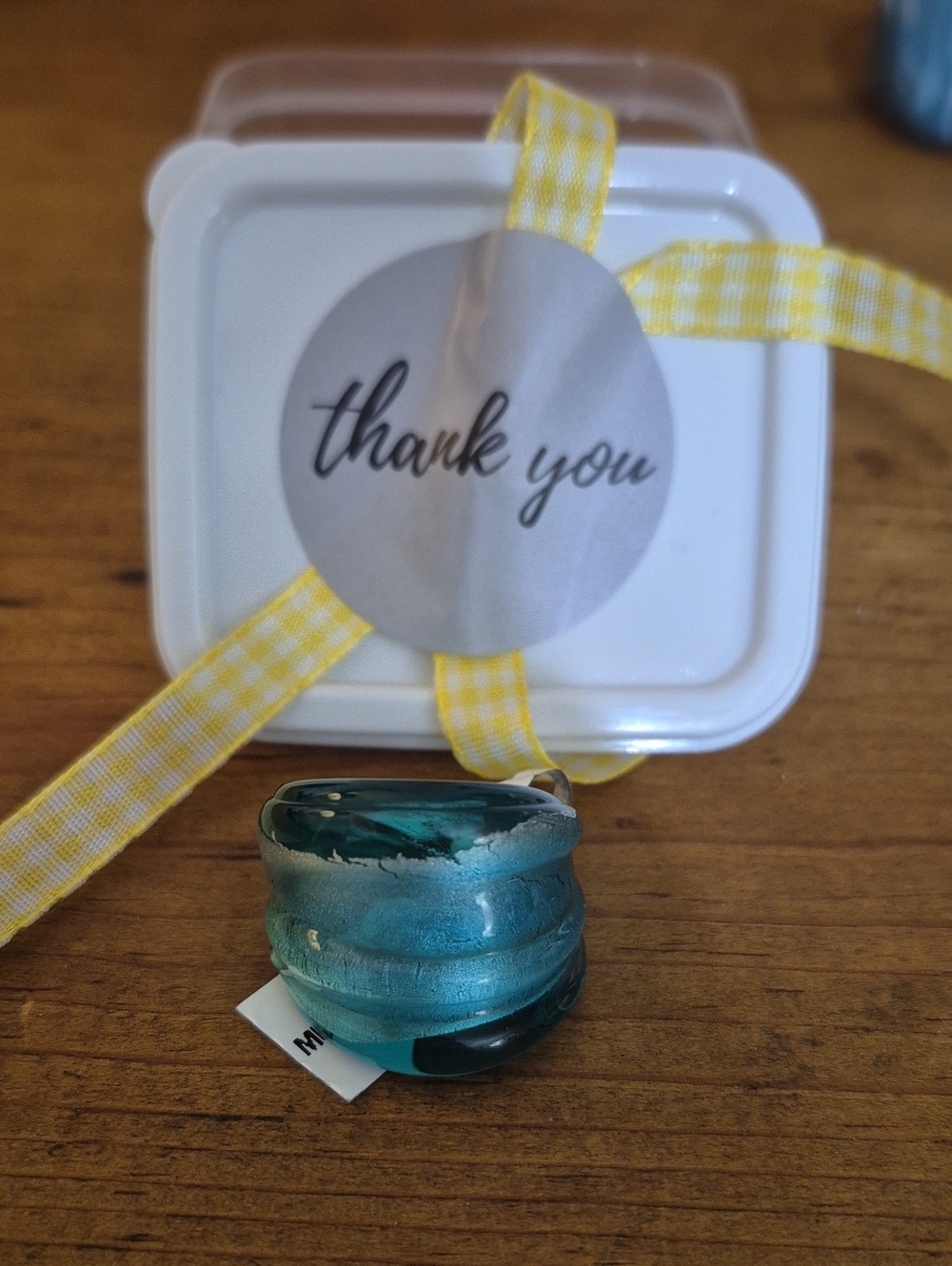 *NEW* Teal Glass Muano Ring/ Keepsake- Size Small